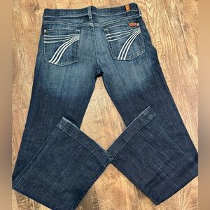 7 For All ManKind DoJo Wide leg Flare Jeans Dark Blue Wash 29